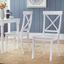 High Cross-Back Wooden Side Chair in White, Set of 2