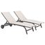 Beige Adjustable Metal Frame Chaise Lounge with Wheels