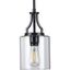 Lassiter 6.38" Matte Black Mini-Pendant with Clear Glass Shade