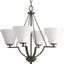 Bravo Antique Bronze 4-Light Chandelier with White Etched Glass