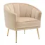 Champagne Velvet Barrel Accent Chair with Gold Metal Legs