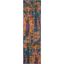 Blue and Orange Abstract Synthetic Runner Rug