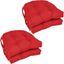 Red Twill U-Shaped Tufted 16" Chair Cushions Set of 4