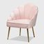 Luxurious Light Pink Velvet & Gold Seashell Accent Chair