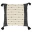 20" Black and White Striped Cotton Throw Pillow with Tassels