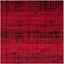 Red and Black Square Synthetic Area Rug