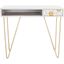 White and Brass Wood Writing Desk with Drawer