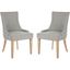 Granite Gray Linen Upholstered Parsons Dining Chairs with Oak Legs, Set of 2