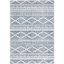 Ivory and Navy Synthetic Reversible Runner Rug