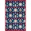 Handmade Blossom Floral Red & Navy Wool Area Rug - 4' x 6'