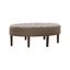 Beige Tufted Oval Ottoman with Dark Wood Legs