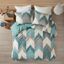 California King Aqua Ikat Cotton Duvet Cover Set