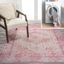 Alacati Red and Cream Medallion Washable Area Rug