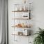 42" Oak and White Industrial Floating Wall Mount Bookshelf