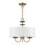 Mini Brookdale Antique Brass Drum Pendant with Off-White Shade