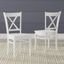 White Upholstered Cross Back Solid Wood Side Chair