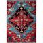 Vintage Hamadan Blue and Red Synthetic Area Rug