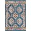 Blue and Beige Round Synthetic Flat Woven Area Rug