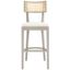 Grey and Natural Wood Woven Cane Bar Stool