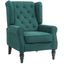 Green Faux Leather Wingback Accent Chair with Wood Legs