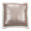 18" Champagne Sequin Sherpa Trim Square Throw Pillow