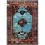 Vintage Red and Light Blue Synthetic Persian Area Rug