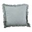 Blue Ruffled Linen Square Throw Pillow with Down Fill