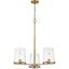 Callista Rubbed Brass 3-Light Chandelier with Clear Glass Shades