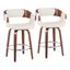 Elisa Cream Fabric and Walnut Wood Swivel Counter Stool, Set of 2