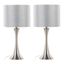 24" Pearl Silver Table Lamps with Grey Linen Shades, Set of 2