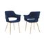 Elegant Blue Velvet Upholstered Arm Chair with Gold Metal Legs