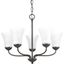 Antique Bronze 5-Light Chandelier with Etched Glass Shades