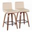 Cream Faux Leather Swivel Counter Stools with Walnut Wood