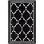 Ivory and Black Geometric Synthetic Area Rug