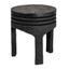 Black Hand-Carved Paulownia Wood Accent Stool