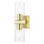 Clarion Satin Brass 2-Light Vanity Sconce with Clear Glass