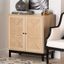 Light Brown and Black Woven Rope Accent Cabinet