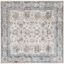 Ivory and Blue Hand-Knotted Square Synthetic Area Rug