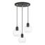 Downtown Sphere 3-Light Pendant in Black and Brushed Nickel with Clear Glass