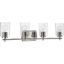 Adley Polished Nickel 4-Light Vanity Fixture with Clear Glass Shades