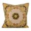 Green Embroidered Floral Beaded Cotton Throw Pillow