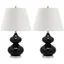 Eva 24" Black Glass Table Lamp Set with Cotton Shade