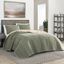 Olive Green Cotton Reversible Full Quilt Set