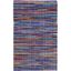 Hand-Woven Striped Blue and Multi Cotton Area Rug, 5' x 8'