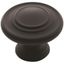 Matte Black Round Zinc Cabinet Knob, 1-5/16 Inch