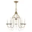 Antique Brass Mini 5-Light Crystal Candle Chandelier