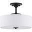 Graphite LED Semi-Flush Mount with Linen Shade