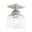 Elegant Seeded Glass 1-Light LED Flush Mount in Polished Chrome