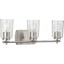 Adley Brushed Nickel 3-Light Bathroom Vanity Fixture with Clear Glass Shades