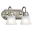 Classic 12.25" Distressed Bronze Vanity Light with White Bell Shades